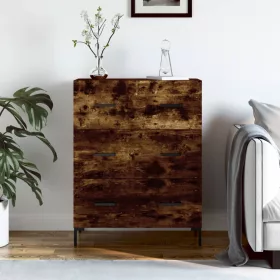   Füstös tölgy színű szerelt fa tálalószekrény 69,5 x 34 x 90 cm