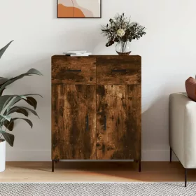   Füstös tölgy színű szerelt fa tálalószekrény 69,5 x 34 x 90 cm