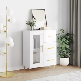   Magasfényű fehér szerelt fa tálalószekrény 69,5 x 34 x 90 cm