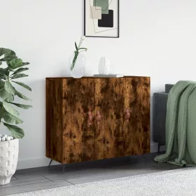   Füstös tölgy színű szerelt fa tálalószekrény 90 x 34 x 80 cm