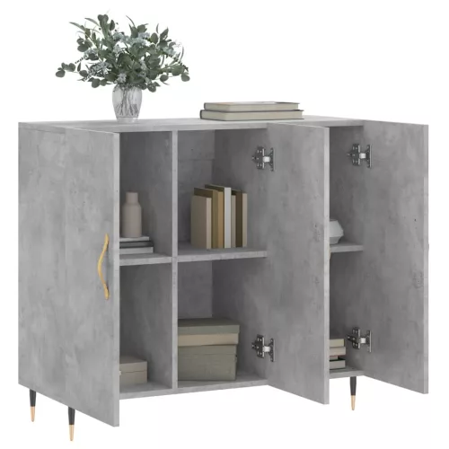 Betonszürke szerelt fa tálalószekrény 90 x 34 x 80 cm