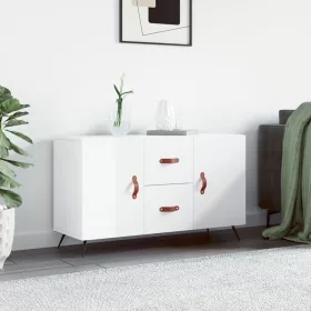   Magasfényű fehér szerelt fa tálalószekrény 100 x 36 x 60 cm