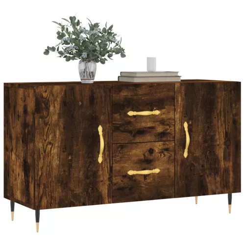 Füstös tölgy színű szerelt fa tálalószekrény 100 x 36 x 90 cm