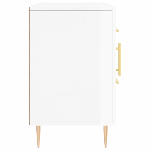 Magasfényű fehér szerelt fa tálalószekrény 100 x 36 x 60 cm