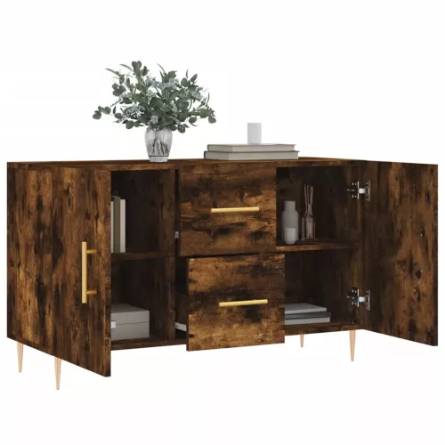 Füstös tölgy színű szerelt fa tálalószekrény 100 x 36 x 90 cm