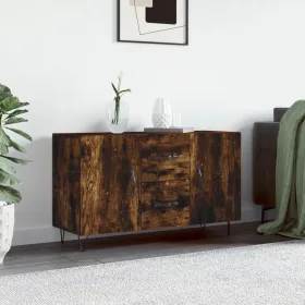   Füstös tölgy színű szerelt fa tálalószekrény 100 x 36 x 90 cm