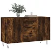 Füstös tölgy színű szerelt fa tálalószekrény 100 x 36 x 90 cm