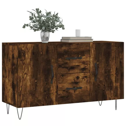 Füstös tölgy színű szerelt fa tálalószekrény 100 x 36 x 90 cm