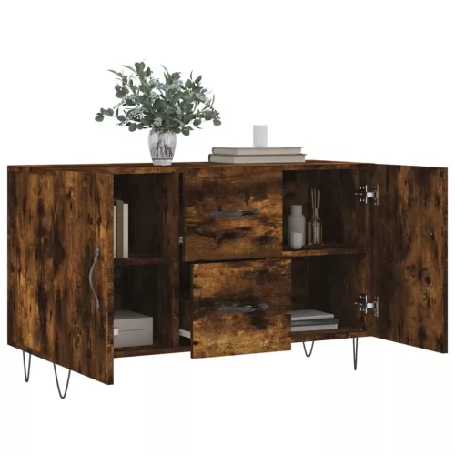 Füstös tölgy színű szerelt fa tálalószekrény 100 x 36 x 90 cm