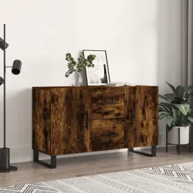   Füstös tölgy színű szerelt fa tálalószekrény 100 x 36 x 90 cm