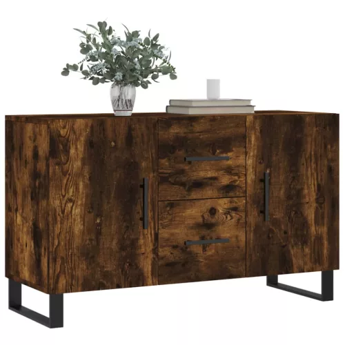 Füstös tölgy színű szerelt fa tálalószekrény 100 x 36 x 90 cm