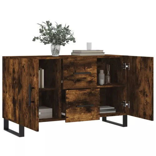 Füstös tölgy színű szerelt fa tálalószekrény 100 x 36 x 90 cm
