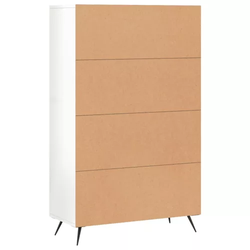 Magasfényű fehér szerelt fa magasszekrény 69,5 x 31 x 115 cm