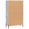 Betonszürke szerelt fa magasszekrény 69,5 x 31 x 115 cm