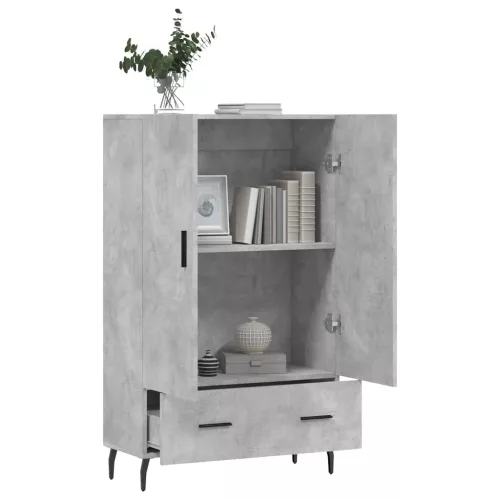 Betonszürke szerelt fa magasszekrény 69,5 x 31 x 115 cm