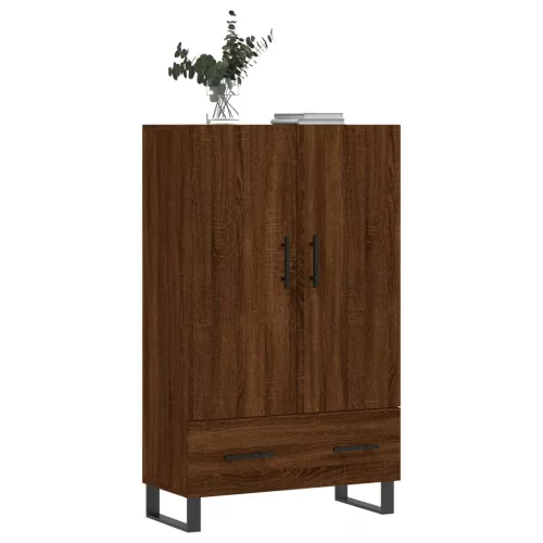 Barna tölgyszínű szerelt fa magasszekrény 69,5 x 31 x 115 cm