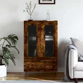   Füstös tölgy színű szerelt fa magasszekrény 69,5 x 31 x 115 cm
