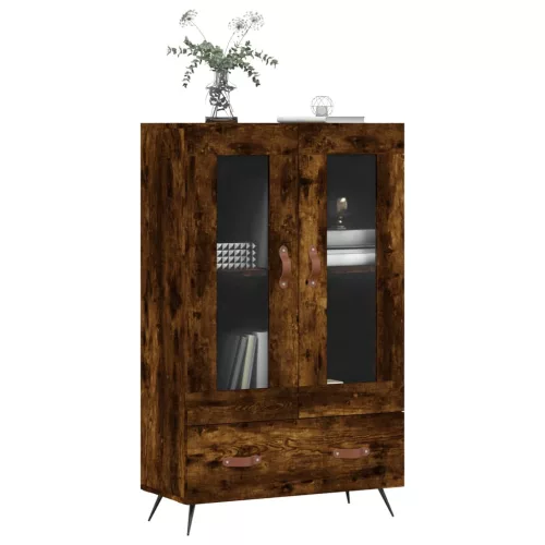 Füstös tölgy színű szerelt fa magasszekrény 69,5 x 31 x 115 cm