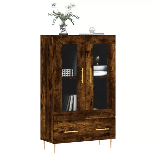 Füstös tölgy színű szerelt fa magasszekrény 69,5 x 31 x 115 cm