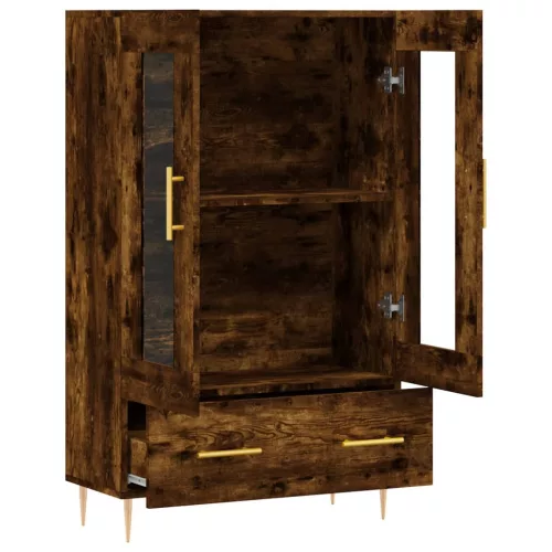 Füstös tölgy színű szerelt fa magasszekrény 69,5 x 31 x 115 cm