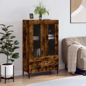   Füstös tölgy színű szerelt fa magasszekrény 69,5 x 31 x 115 cm