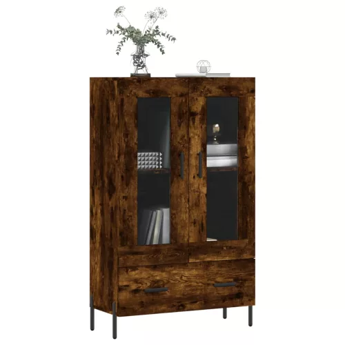 Füstös tölgy színű szerelt fa magasszekrény 69,5 x 31 x 115 cm