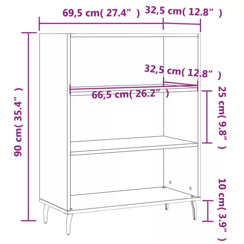 Betonszürke szerelt fa polcos szekrény 69,5 x 32,5 x 90 cm