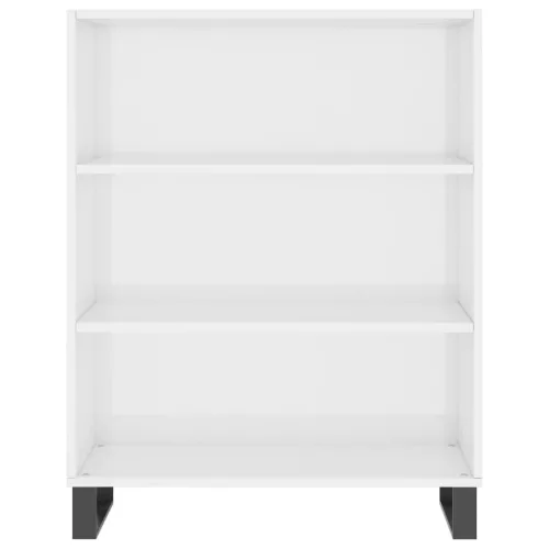 Magasfényű fehér szerelt fa polcos szekrény 69,5 x 32,5 x 90 cm