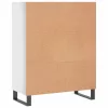 Magasfényű fehér szerelt fa polcos szekrény 69,5 x 32,5 x 90 cm
