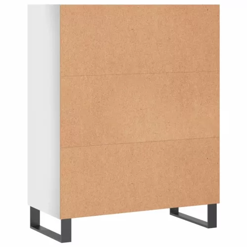 Magasfényű fehér szerelt fa polcos szekrény 69,5 x 32,5 x 90 cm