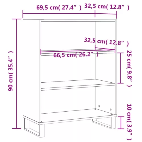 Betonszürke szerelt fa polcos szekrény 69,5 x 32,5 x 90 cm