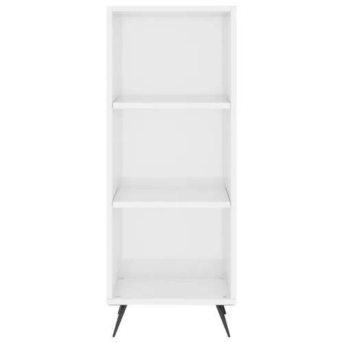 Magasfényű fehér szerelt fa polcos szekrény 34,5 x 32,5 x 90 cm