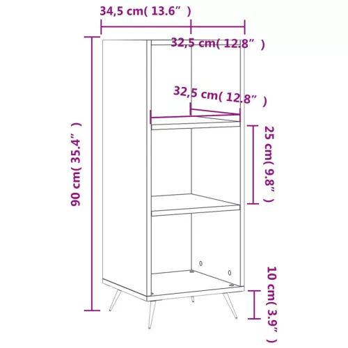 Magasfényű fehér szerelt fa polcos szekrény 34,5 x 32,5 x 90 cm