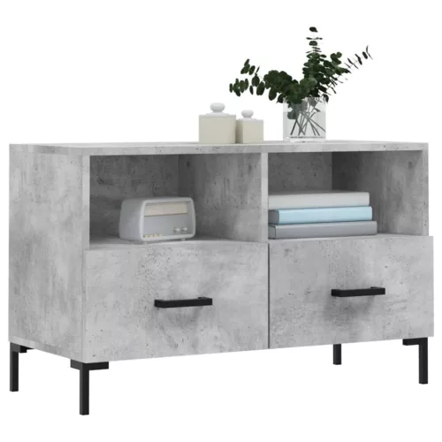 Betonszürke szerelt fa TV-szekrény 80 x 36 x 50 cm
