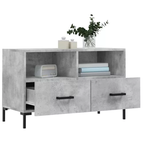 Betonszürke szerelt fa TV-szekrény 80 x 36 x 50 cm