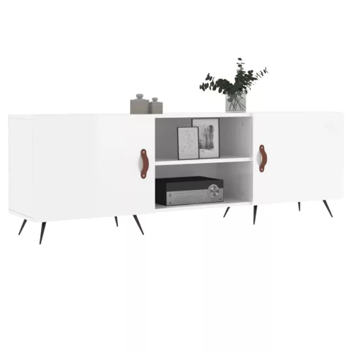Fehér magasfényű szerelt fa TV-szekrény 150x30x50 cm