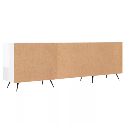 Fehér magasfényű szerelt fa TV-szekrény 150x30x50 cm