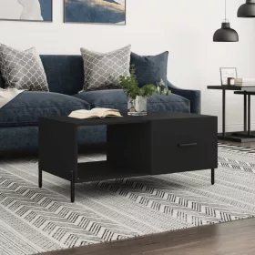 Fekete szerelt fa dohányzóasztal 90 x 50 x 40 cm