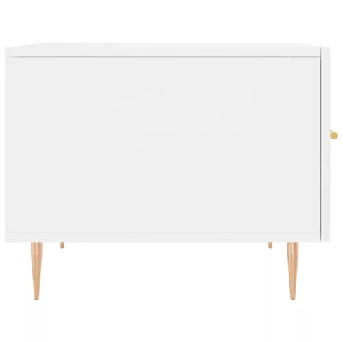 Magasfényű fehér szerelt fa dohányzóasztal 50 x 50 x 40 cm