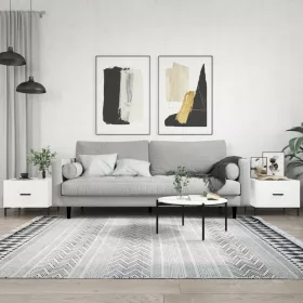   2 db magasfényű fehér szerelt fa dohányzóasztal 50 x 50 x 40 cm