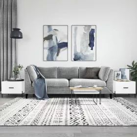   2 db magasfényű fehér szerelt fa dohányzóasztal 50 x 50 x 40 cm