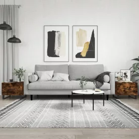  2 db füstös tölgy szerelt fa dohányzóasztal 50 x 50 x 40 cm