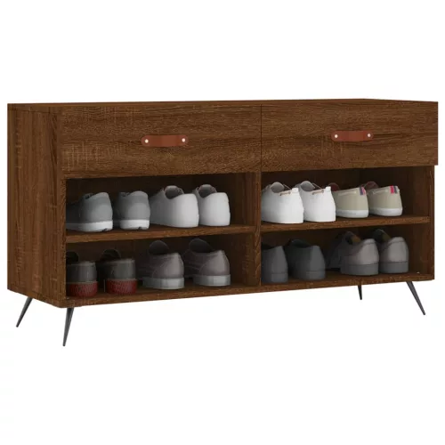 Barna tölgy színű szerelt fa cipőpolc 102x35x55 cm