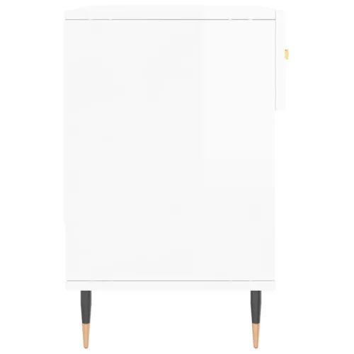 Magasfényű fehér szerelt fa cipőpolc 102x35x55 cm