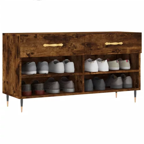 Füstös tölgy színű szerelt fa cipőpolc 102x35x55 cm