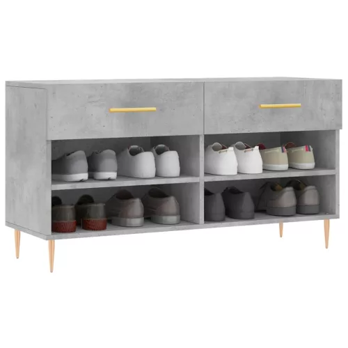 Betonszürke szerelt fa cipőpolc 102 x 35 x 55 cm