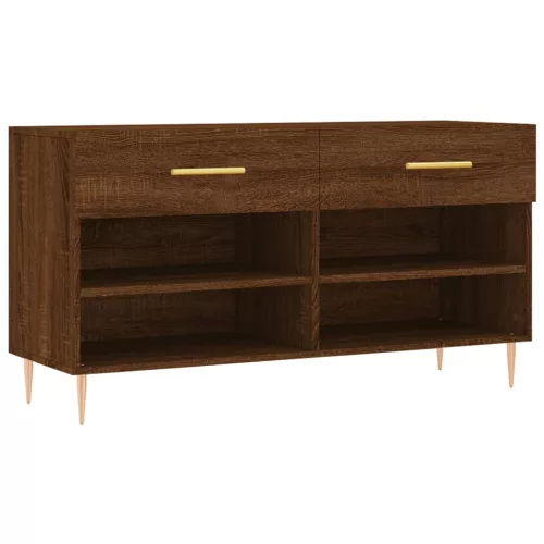 Barna tölgy színű szerelt fa cipőpolc 102x35x55 cm