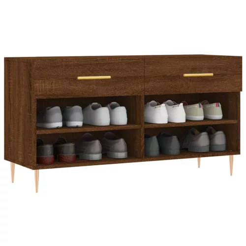 Barna tölgy színű szerelt fa cipőpolc 102x35x55 cm