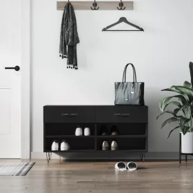 Fekete szerelt fa cipőpolc 102x35x55 cm