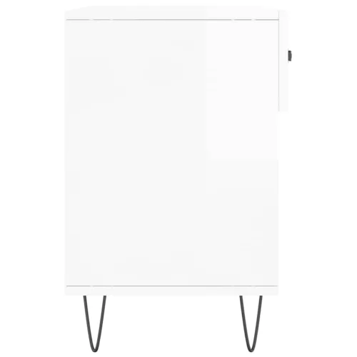 Magasfényű fehér szerelt fa cipőpolc 102x35x55 cm